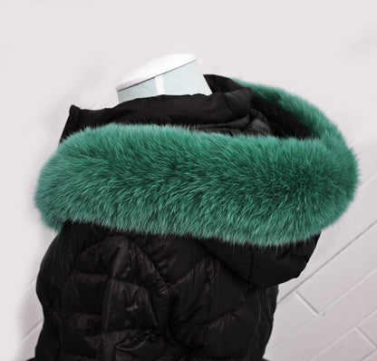 Green Real Fur Hood Trim – genuine Arctic fox pelt – image 2