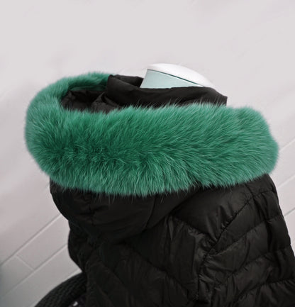 Green Real Fur Hood Trim – genuine Arctic fox pelt – image 4