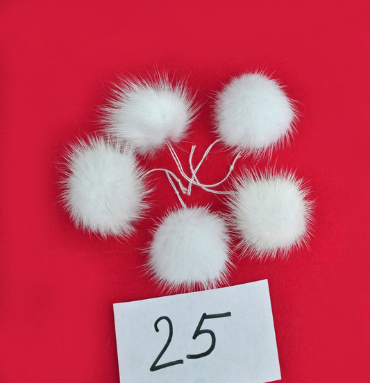Ready to ship 5pc - 2" (50mm) Mink Fur Pom Poms Genuine Fur Ball Charm Pendant for Keychain Necklace Earring Pompom Pom Ring White Mink