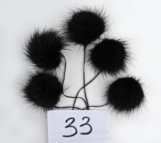 BY ORDER 5pc - 40-60 mm Mink Fur Pom Poms Genuine Fur Ball Charm Pendant for Keychain Necklace Earring Pompom Pom Ring Black Mink Pompom