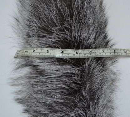 Extra Long Length 41 inch XL Large Full Finnish Silver Fox Fur Collar, Fur Trim for Hoodie, Fox Fur Collar, Scarf, READY to SHIP From Pieces