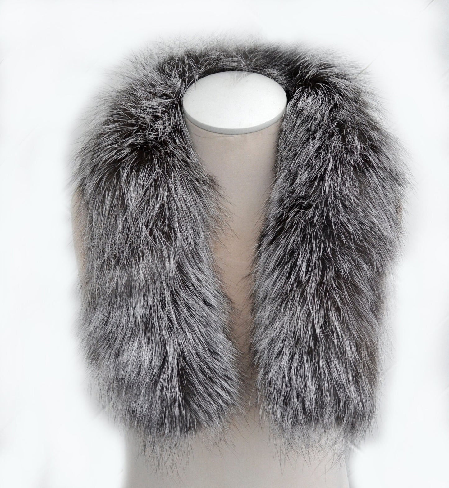 BY ORDER From Pieces! XL Large Full Finnish Silver Fox Fur Collar, Fur Trim for Hoodie, Fox Fur Collar, Fur Scarf, Fur Ruff, Gray Fur