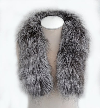 Gray Fox Fur Hood – genuine silver fox fur pieces – image 5