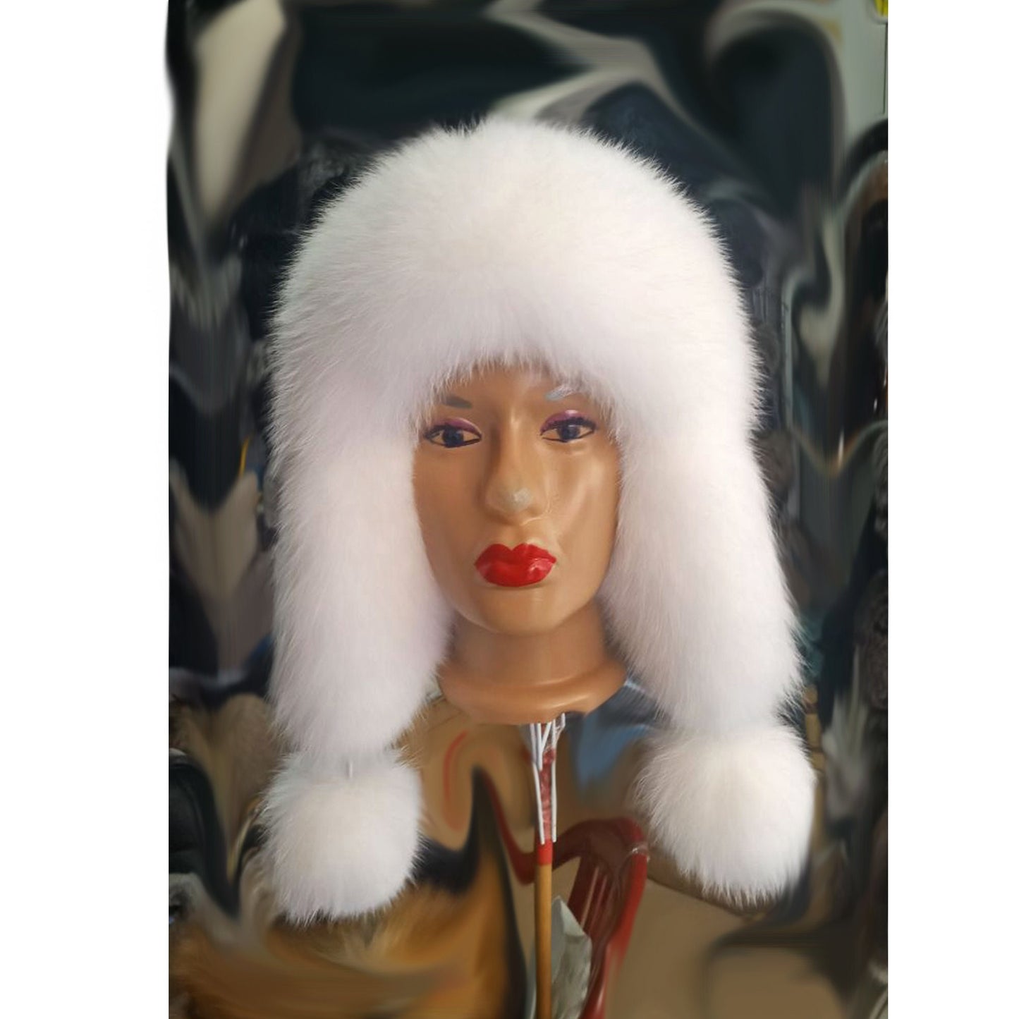 BY ORDER Women Fur Hat, Real Leather Fox Fur Hat, Aviator Hat, Ushanka, Russian Hat, Ski Hat, Leather Hat Ear Flaps, Girl Trapper Hat white