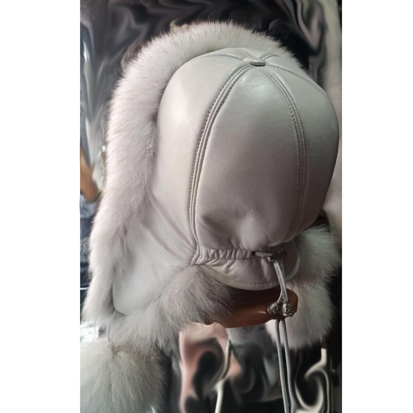 BY ORDER Women Fur Hat, Real Leather Fox Fur Hat, Aviator Hat, Ushanka, Russian Hat, Ski Hat, Leather Hat Ear Flaps, Girl Trapper Hat white