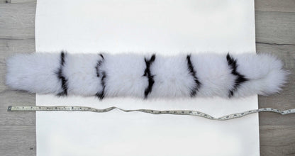White and Black Fox Fur Trim double – genuine fox tail fur – image 6