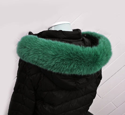 BY ORDER, not Tail, High Quality Real Fox Fur Trim Hood, Fur collar trim, Fox Fur Collar, Fur Scarf, Fur Ruff, Fox Fur Hood, Green fur