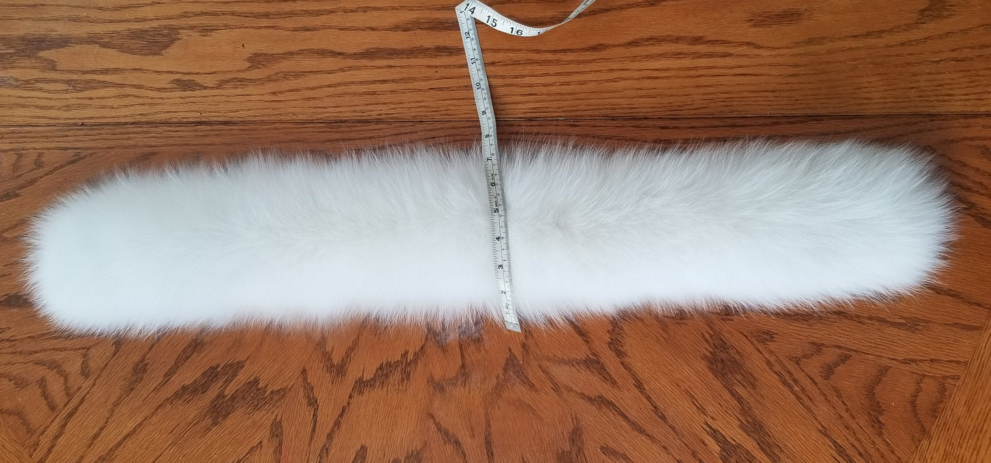 BY ORDER  XL Real Fox Fur Trim Hood, Large Fur collar trim, White Fox Fur Collar, Fur Scarf, Fur Ruff, Fox Fur Hood, Genuine Fox Fur