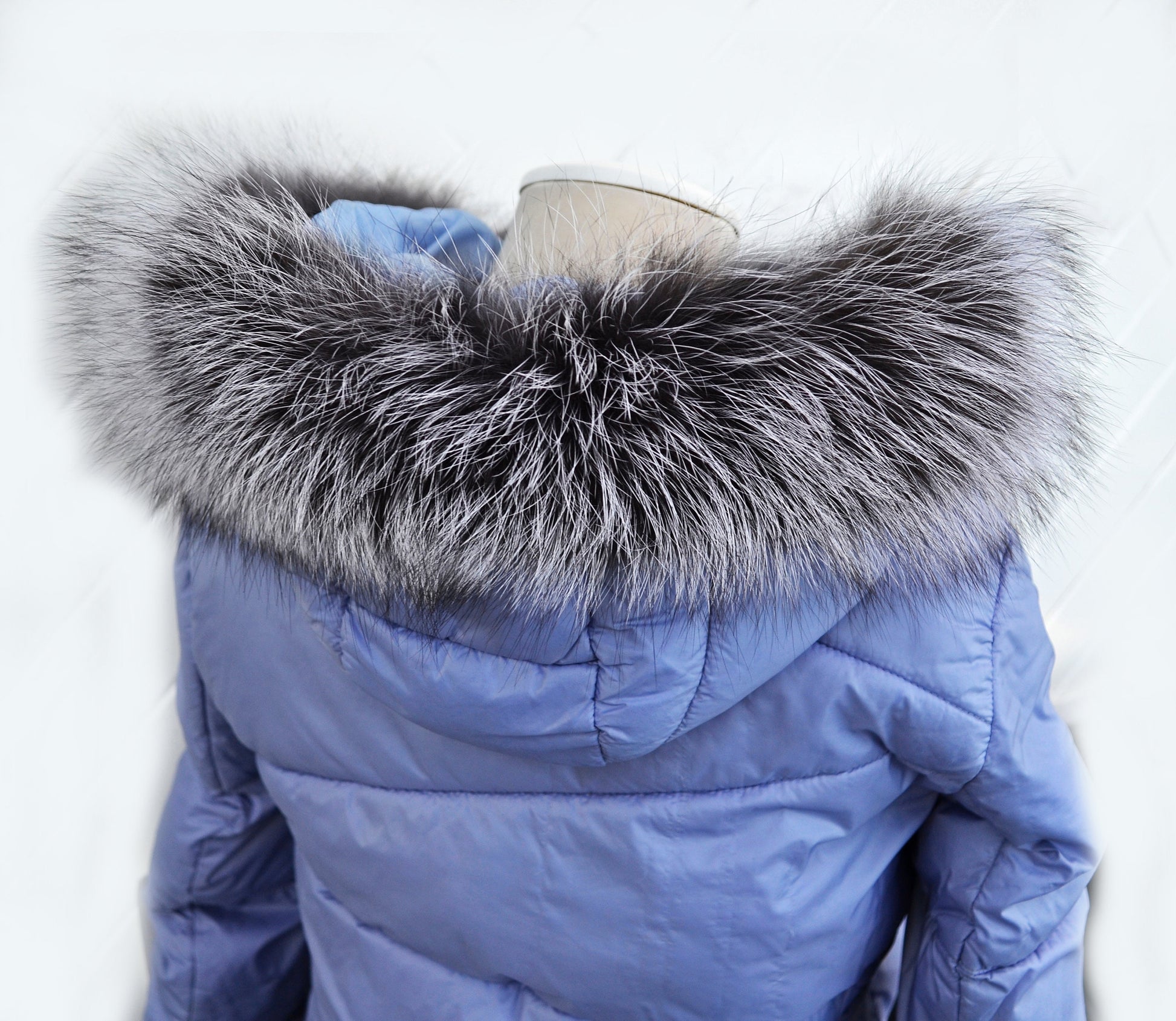 READY to SHIP Real Silver Fox Fur Trim Hood, Large Fur collar trim, Fox Fur Collar, Fur Scarf, Fur Ruff, Fox Fur Hood, Fox Fur, Stripes