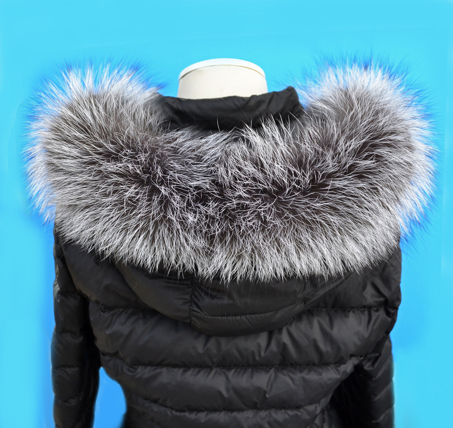 READY to SHIP Real Silver Fox Fur Trim Hood, Large Fur collar trim, Fox Fur Collar, Fur Scarf, Fur Ruff, Fox Fur Hood, Fox Fur, Stripes