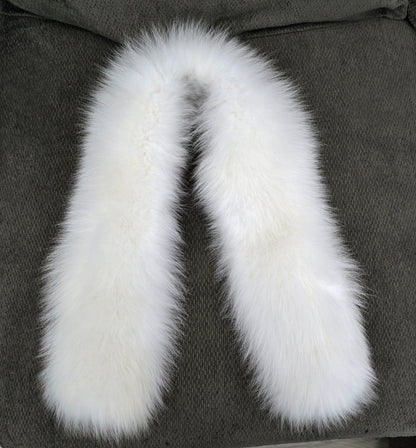 White Real Fox Fur Trim – genuine Arctic fox pelt – image 4
