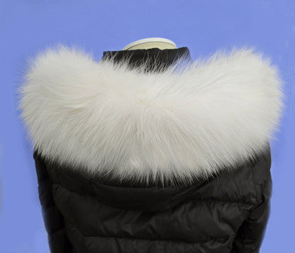 White Real Fox Fur Trim – genuine Arctic fox pelt – image 2