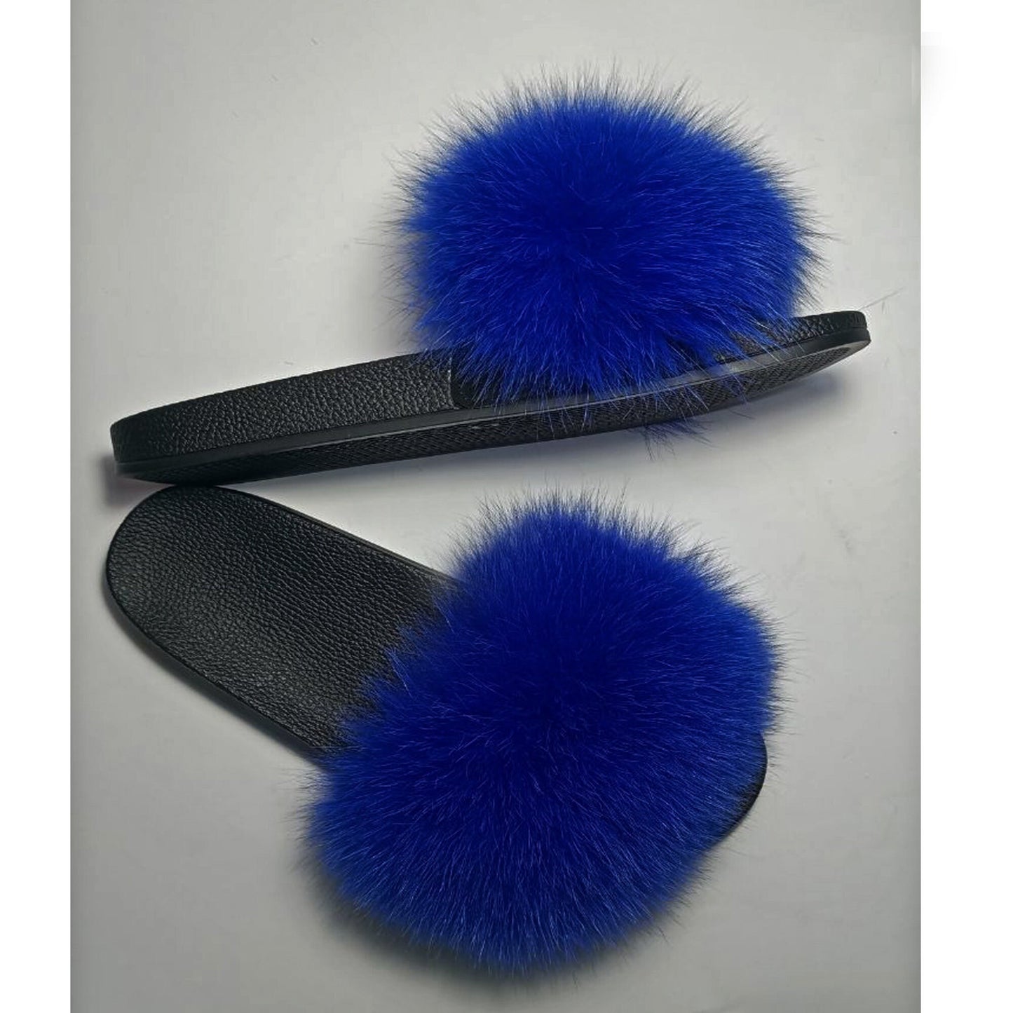 BY ORDER Real Fox Fur Slides Women Girl Genuine Leather Beach Large Finnish Fox Fur Sandals Summer Slippers Fashion Fluffy Shoes Flip Flops
