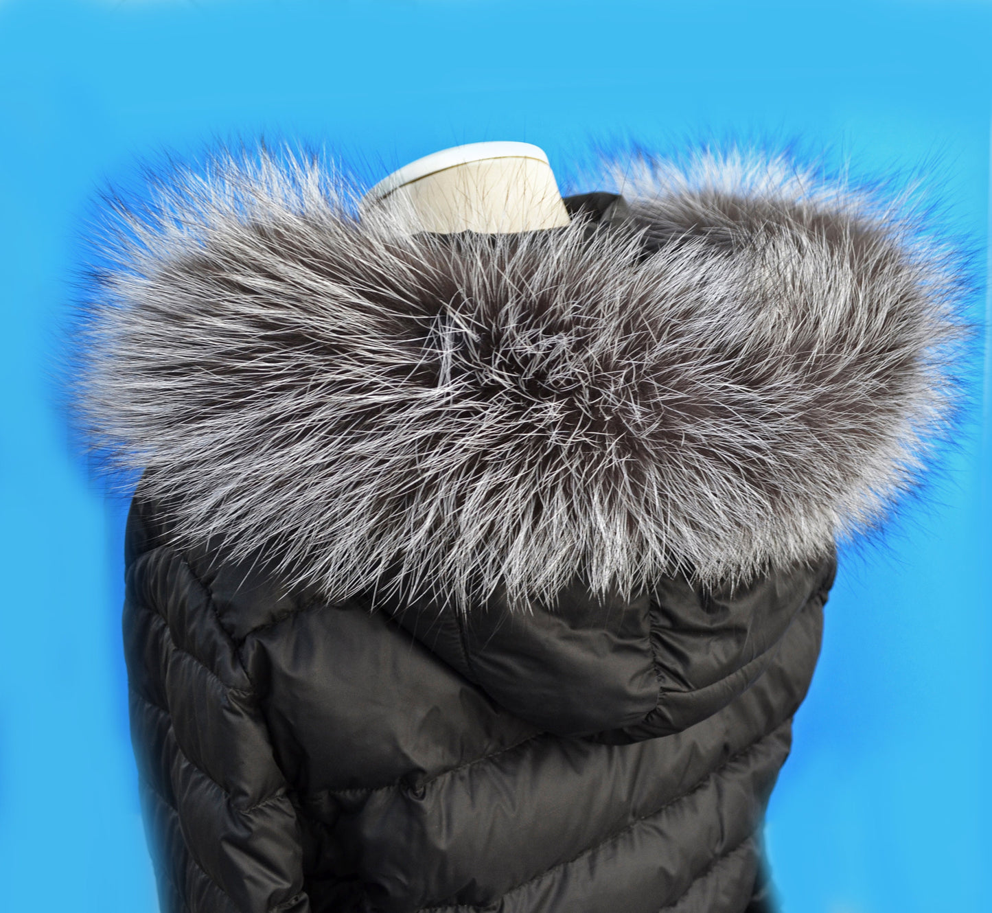 READY to SHIP Real Silver Fox Fur Trim Hood, Large Fur collar trim, Fox Fur Collar, Fur Scarf, Fur Ruff, Fox Fur Hood, Fox Fur, Stripes
