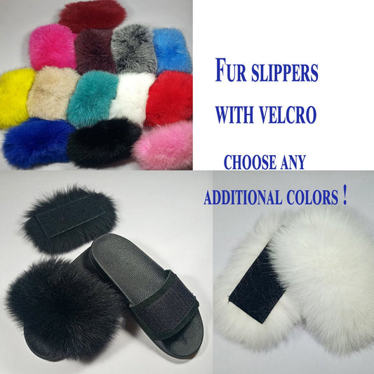 Real fur slippers with detachable Arctic fox fur – view 1