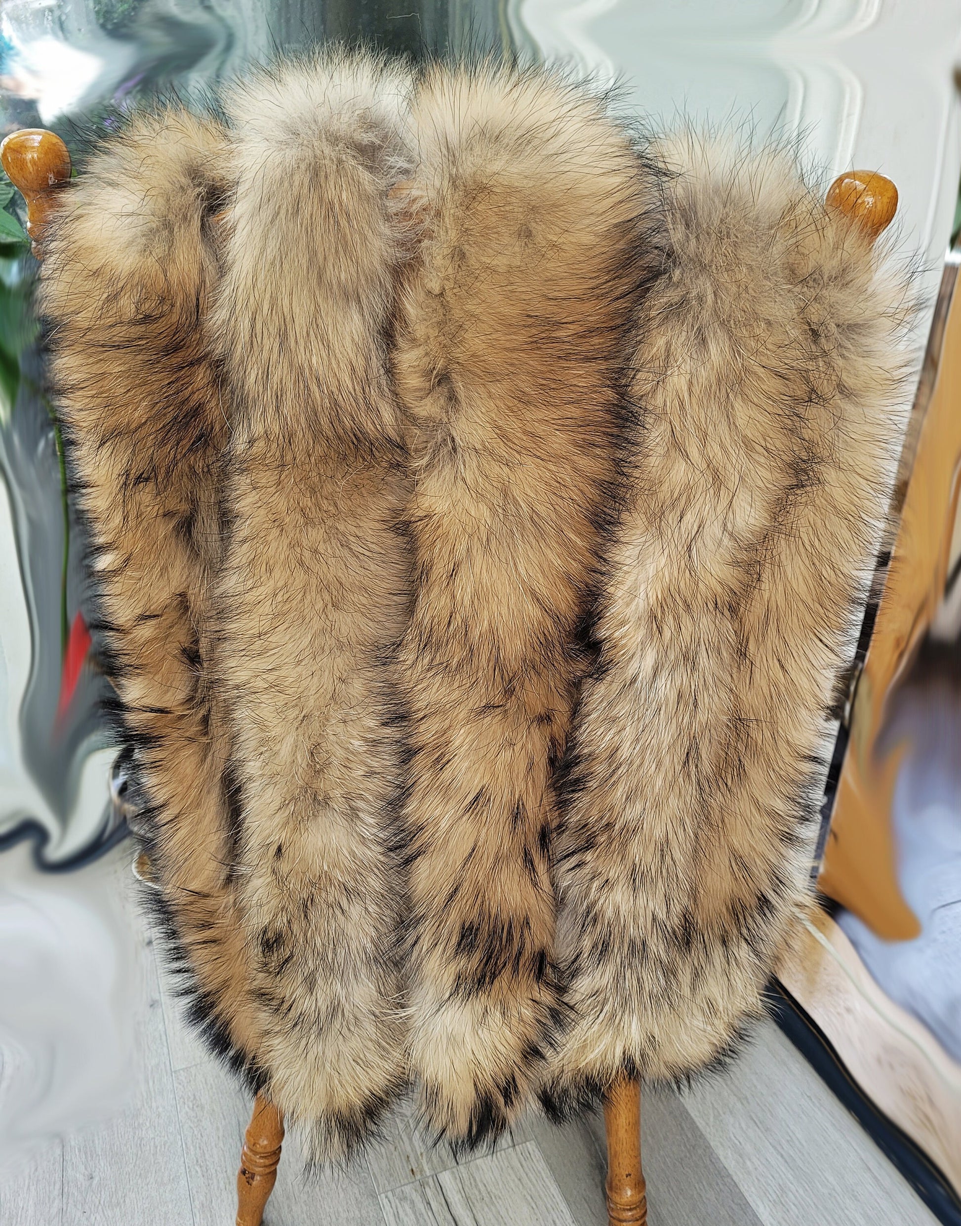 BY ORDER, Extra Long 130 cm Real Raccoon Fur Collar, Fur Trim for Hoodie, Raccoon Fur Collar, Fur Scarf, Fur Ruff, Fur Hood, Hood Fur