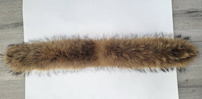 Natural brown raccoon fur hood trim replacement – size M – view 7