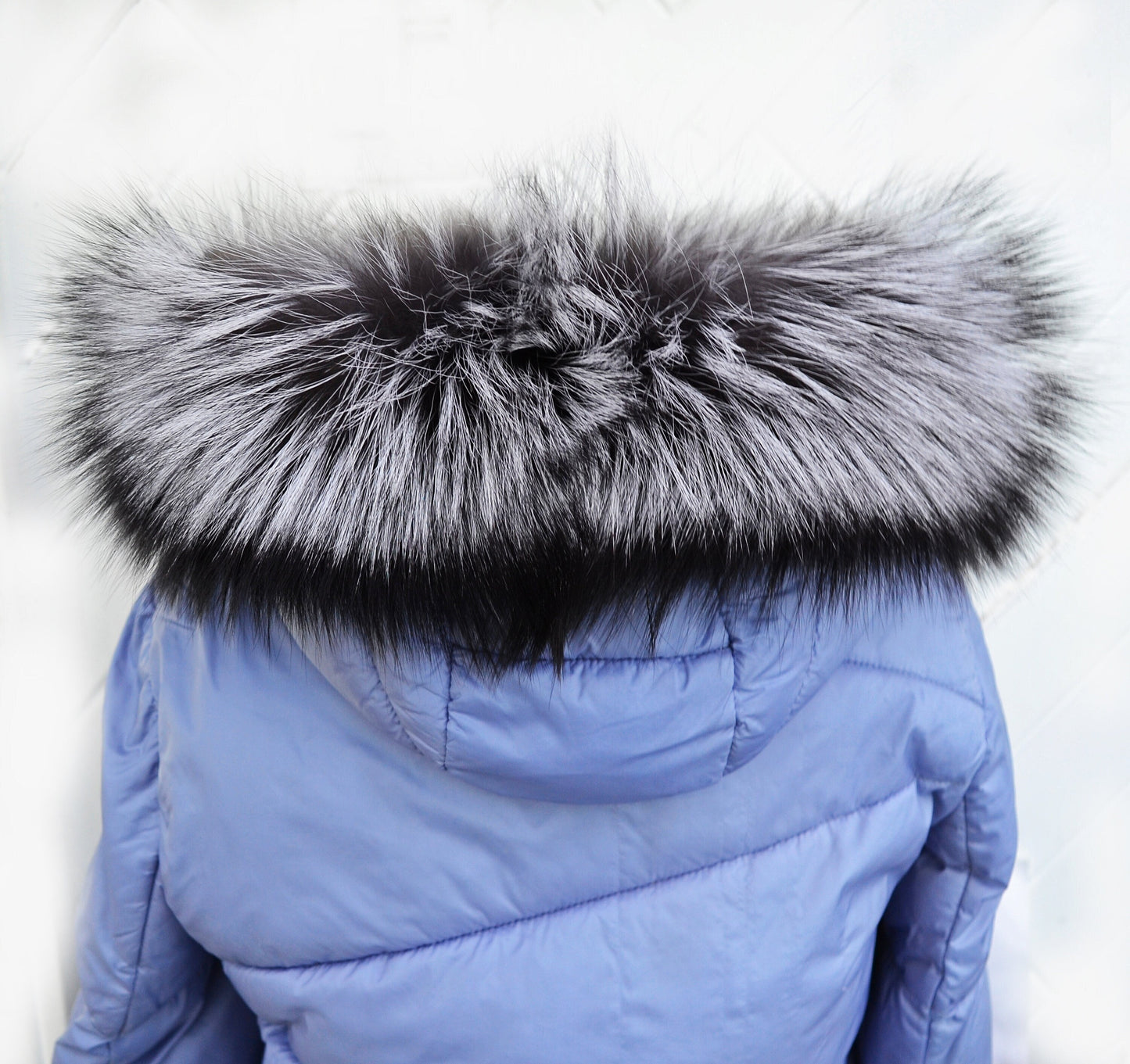 BY ORDER, XL Real Silver Fox Fur Trim Hood, Large Fur collar trim, Fox Fur Collar, Fur Scarf, Fur Ruff, Fox Fur Hood, Fox Fur, Stripes