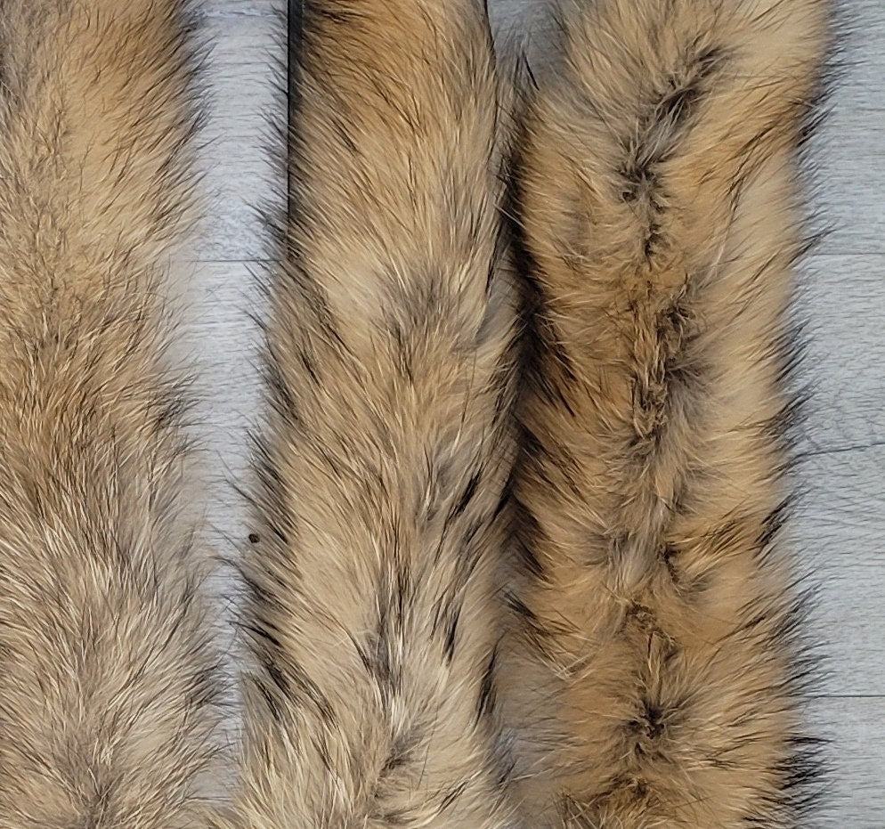 BY ORDER, Extra Long 130 cm Real Raccoon Fur Collar, Fur Trim for Hoodie, Raccoon Fur Collar, Fur Scarf, Fur Ruff, Fur Hood, Hood Fur
