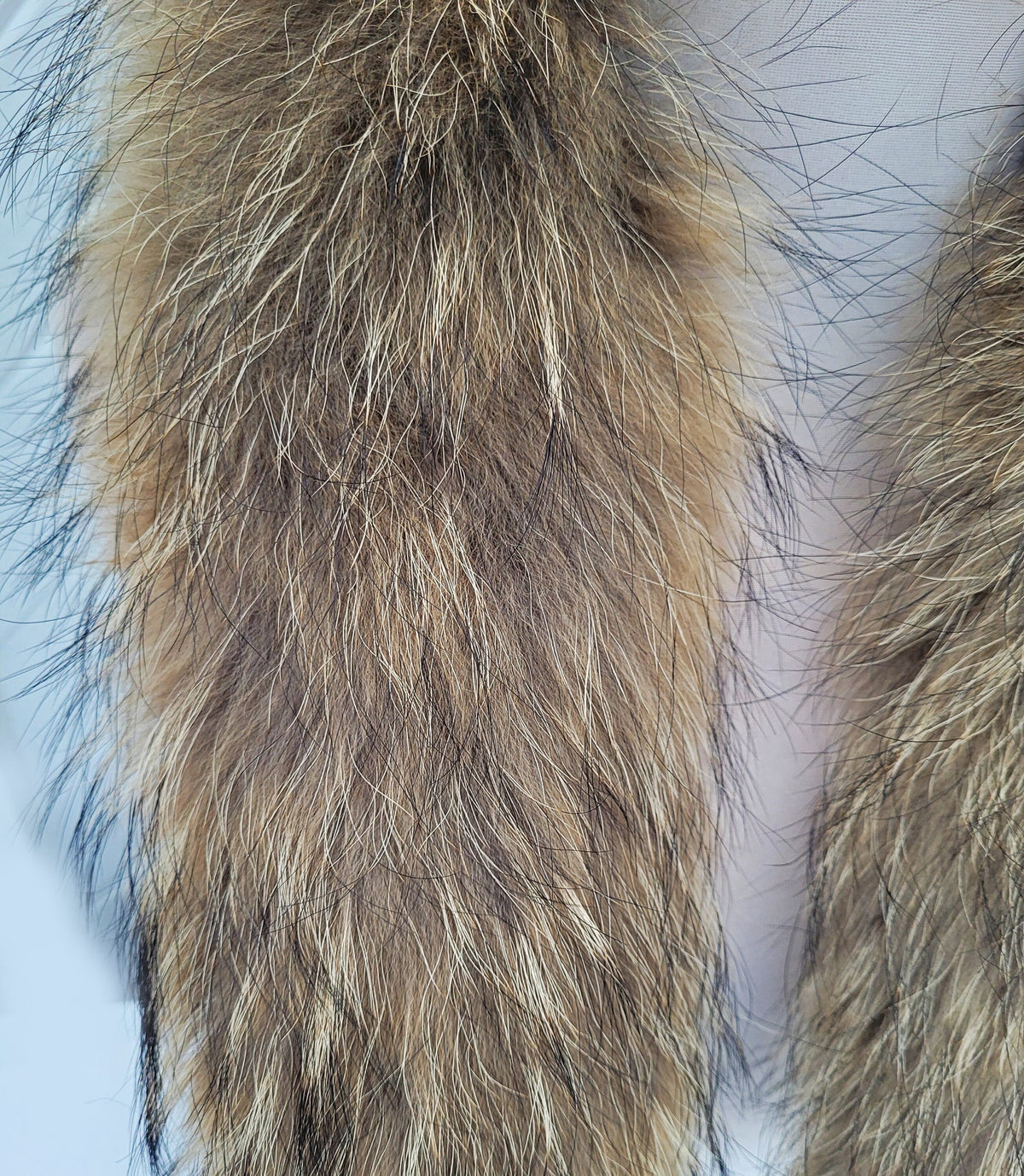 Natural brown raccoon fur hood trim replacement – size M – view 3