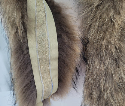 Natural brown raccoon fur hood trim replacement – size M – view 4