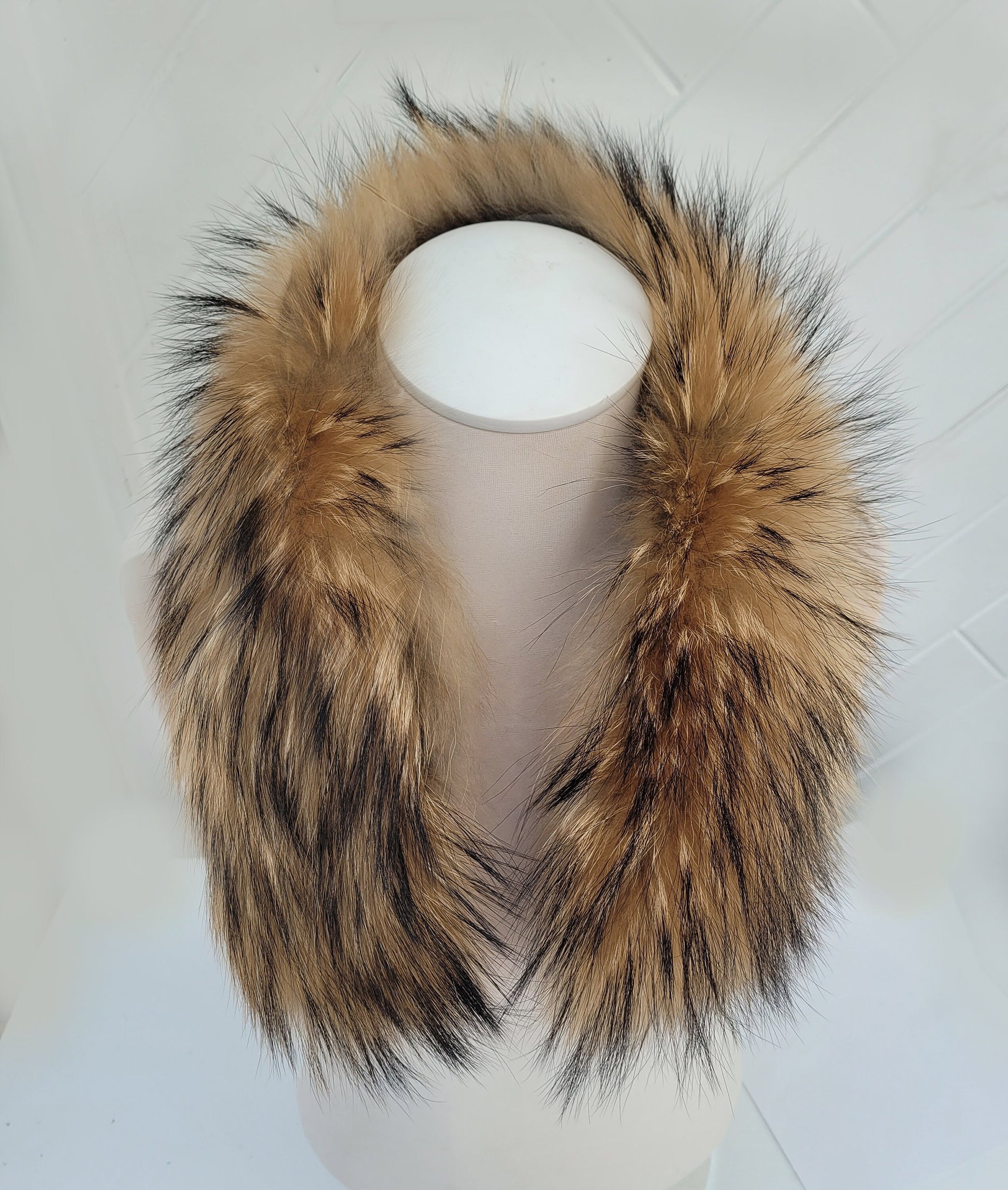 BY ORDER 60X4 cm Real Raccoon Fur Collar, Fur Trim for Hoodies, Raccoon Fur Collar, Fur Scarf, Fur Ruff, Raccoon Fur Hood, Raccoon