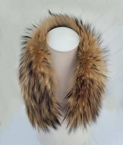 Natural Brown Replacement Fur Trim – genuine Finnish raccoon pelt – image 4