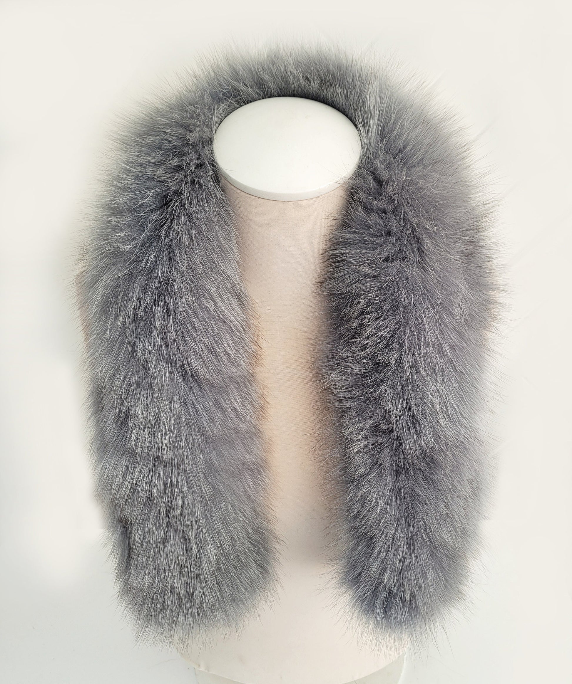 BY ORDER From Pieces! XL Large Full Finnish Real Fox Fur Collar, Fox Fur Collar, Fur Trim for Hoodie, Fur Scarf, Fur Ruff, Gray Fox