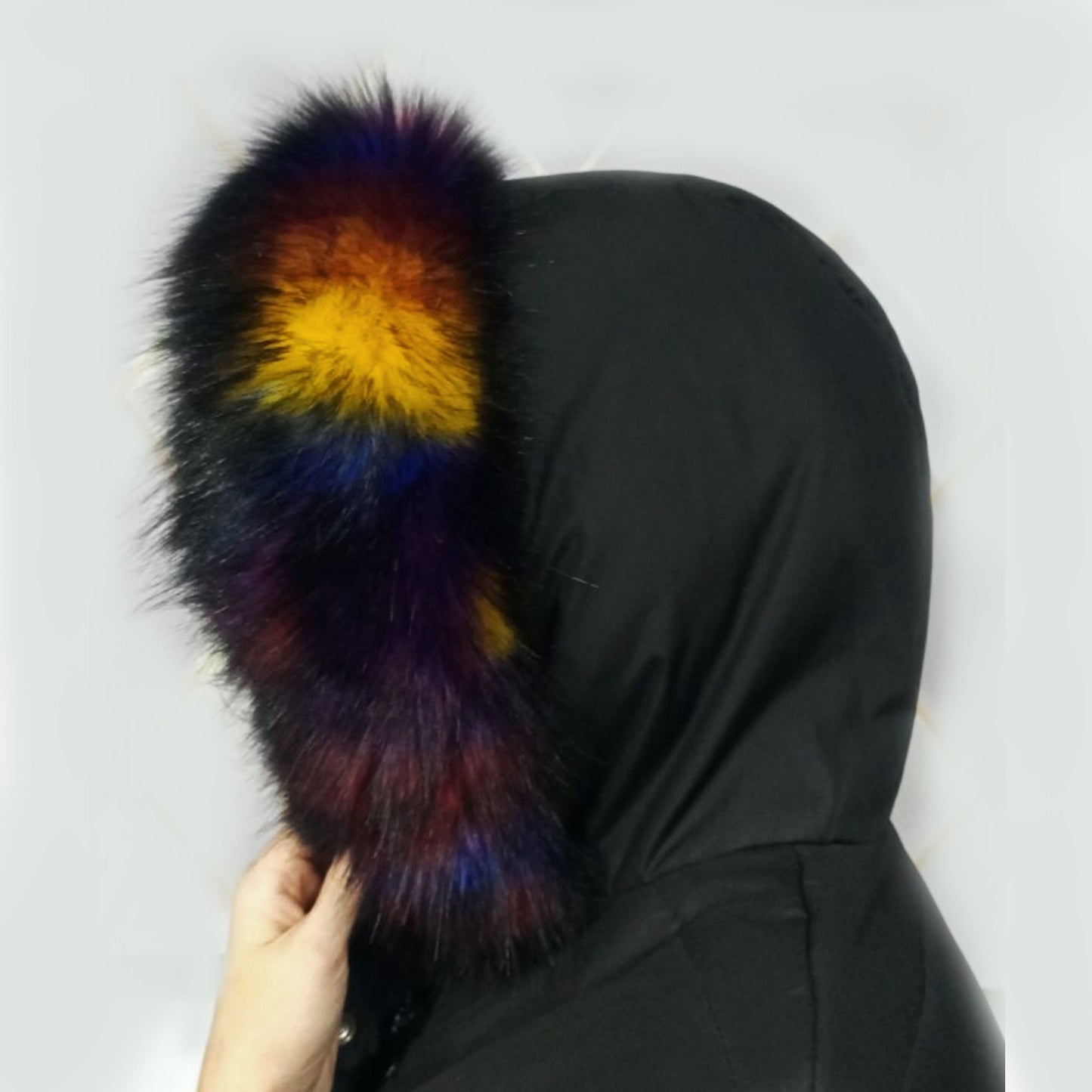 BY ORDER Faux Fur Vegan Trim Hood 70 cm, Faux Fur Collar Trim, Fake Fur Fabric, Fur Ruff, Faux Fur Hood, Hood Fur Jacket, Multicolor
