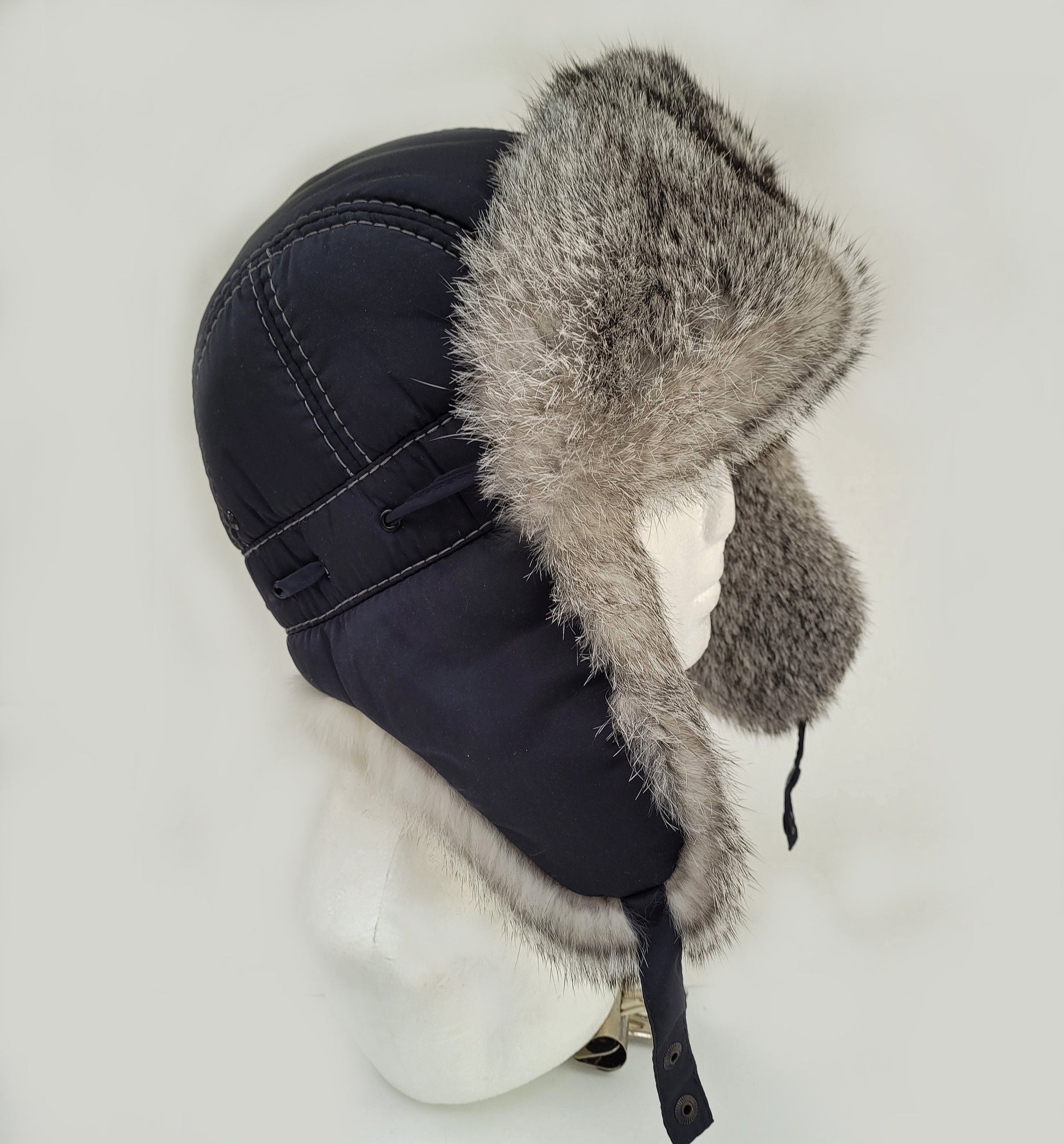 READY TO SHIP Aviator Fur Hat, Fur Ear Flap Hat, Men real fur hat, Trapper Hat, Ushanka, Russian Hat, Ski Hat, Rabbit Fur, Fur Hat Ear Flaps