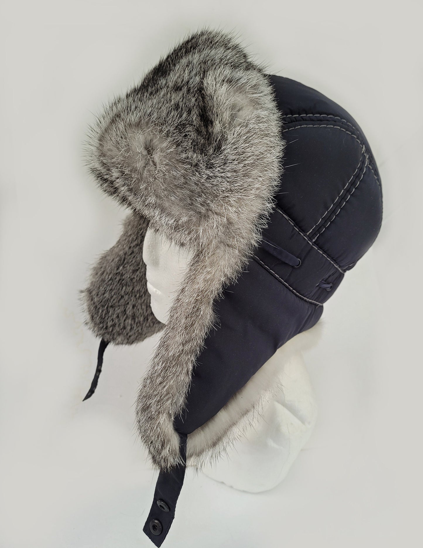 READY TO SHIP Aviator Fur Hat, Fur Ear Flap Hat, Men real fur hat, Trapper Hat, Ushanka, Russian Hat, Ski Hat, Rabbit Fur, Fur Hat Ear Flaps
