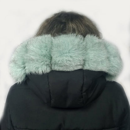 Raccoon Look real fox fur hood trim made from fox tail fur – Cubes – view 2
