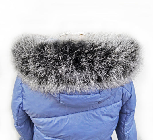 Silver Fox Look real fox fur hood trim made from fox tail fur – Double – view 1