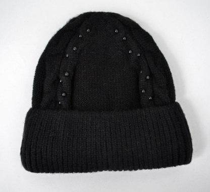 Women's braided slouchy beanie wool blend fleece lined hat – view 7
