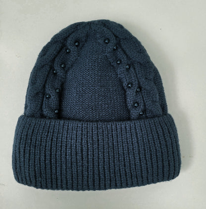 Women's braided slouchy beanie wool blend fleece lined hat – view 9