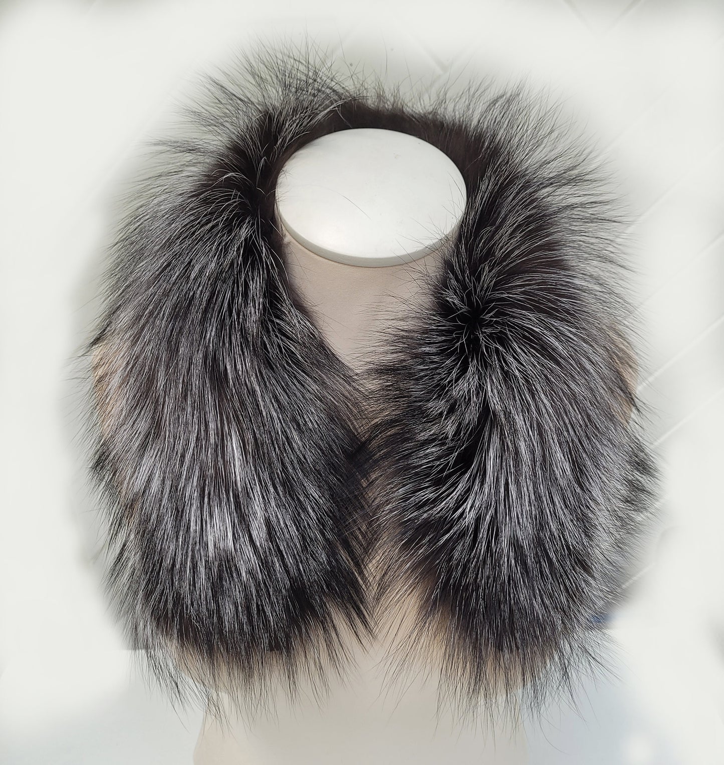 BY ORDER 60cm Real Silver Fox Fur Trim Hood, Fur collar trim, Fox Fur Collar, Fur Scarf, Fur Ruff, Fox Fur Hood, Fox Fur, stripe 3x60