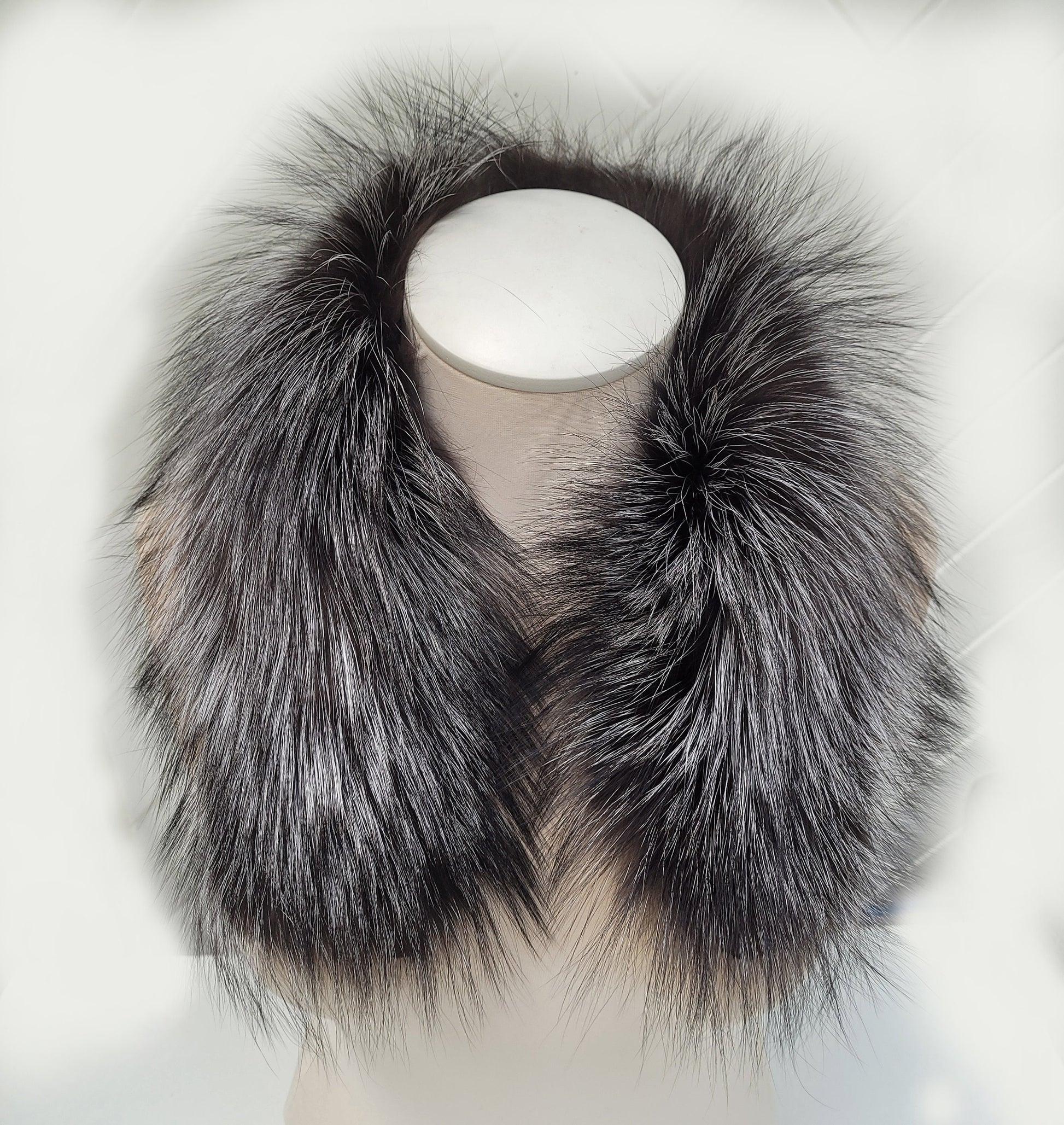 BY ORDER 60cm Real Silver Fox Fur Trim Hood, Fur collar trim, Fox Fur Collar, Fur Scarf, Fur Ruff, Fox Fur Hood, Fox Fur, stripe 3x60