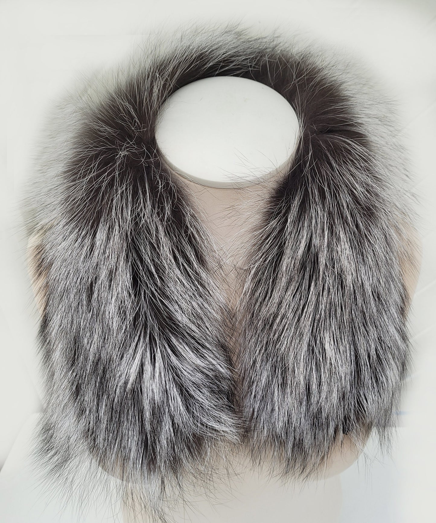 BY ORDER 60cm Real Silver Fox Fur Trim Hood, Fur collar trim, Fox Fur Collar, Fur Scarf, Fur Ruff, Fox Fur Hood, Fox Fur, stripe 3x60