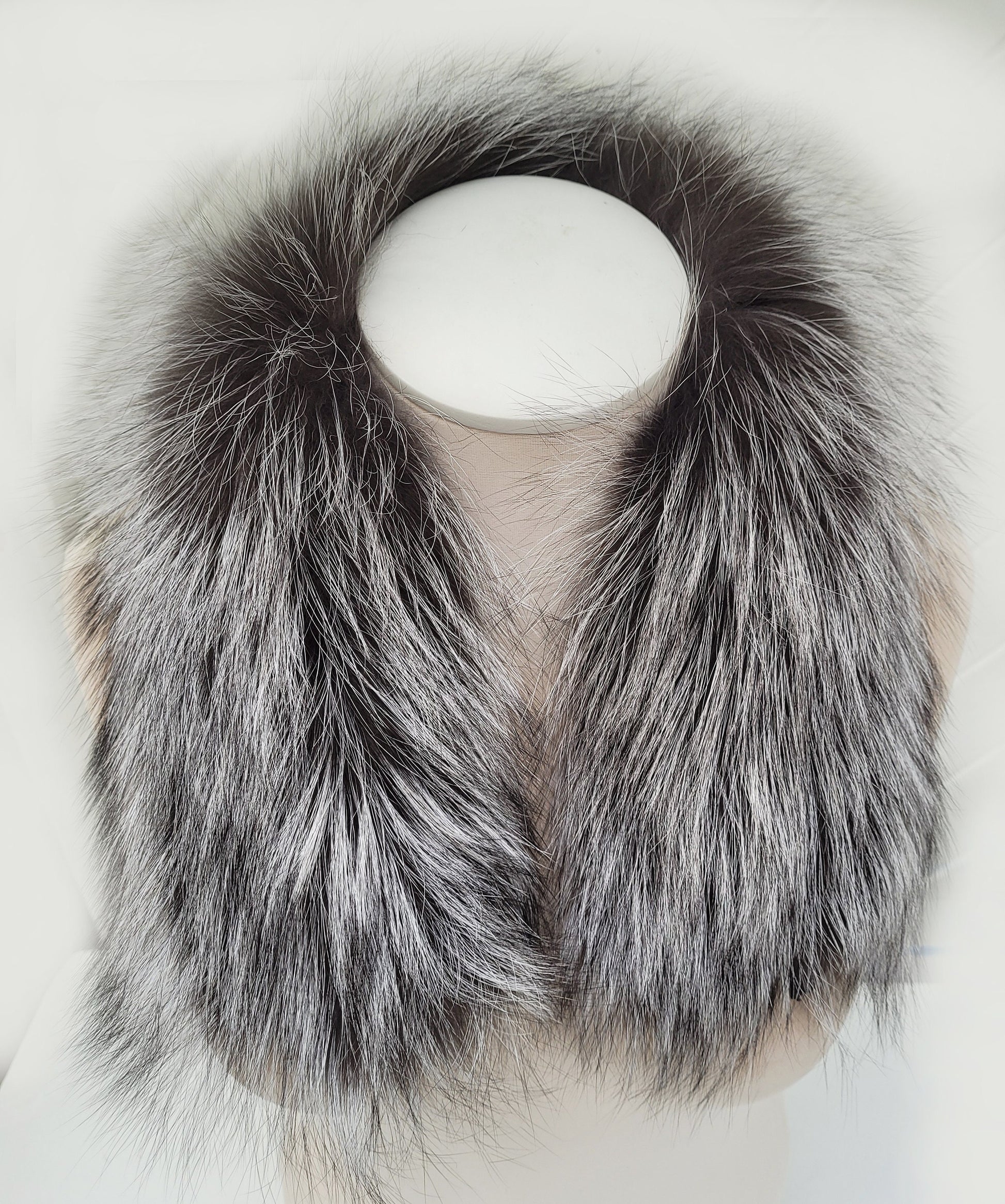 BY ORDER 60cm Real Silver Fox Fur Trim Hood, Fur collar trim, Fox Fur Collar, Fur Scarf, Fur Ruff, Fox Fur Hood, Fox Fur, stripe 3x60