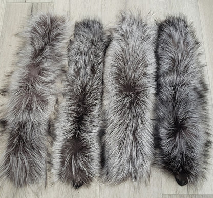 Silver Fox Fur Hood Trim – Genuine Fox Pelt – Size M