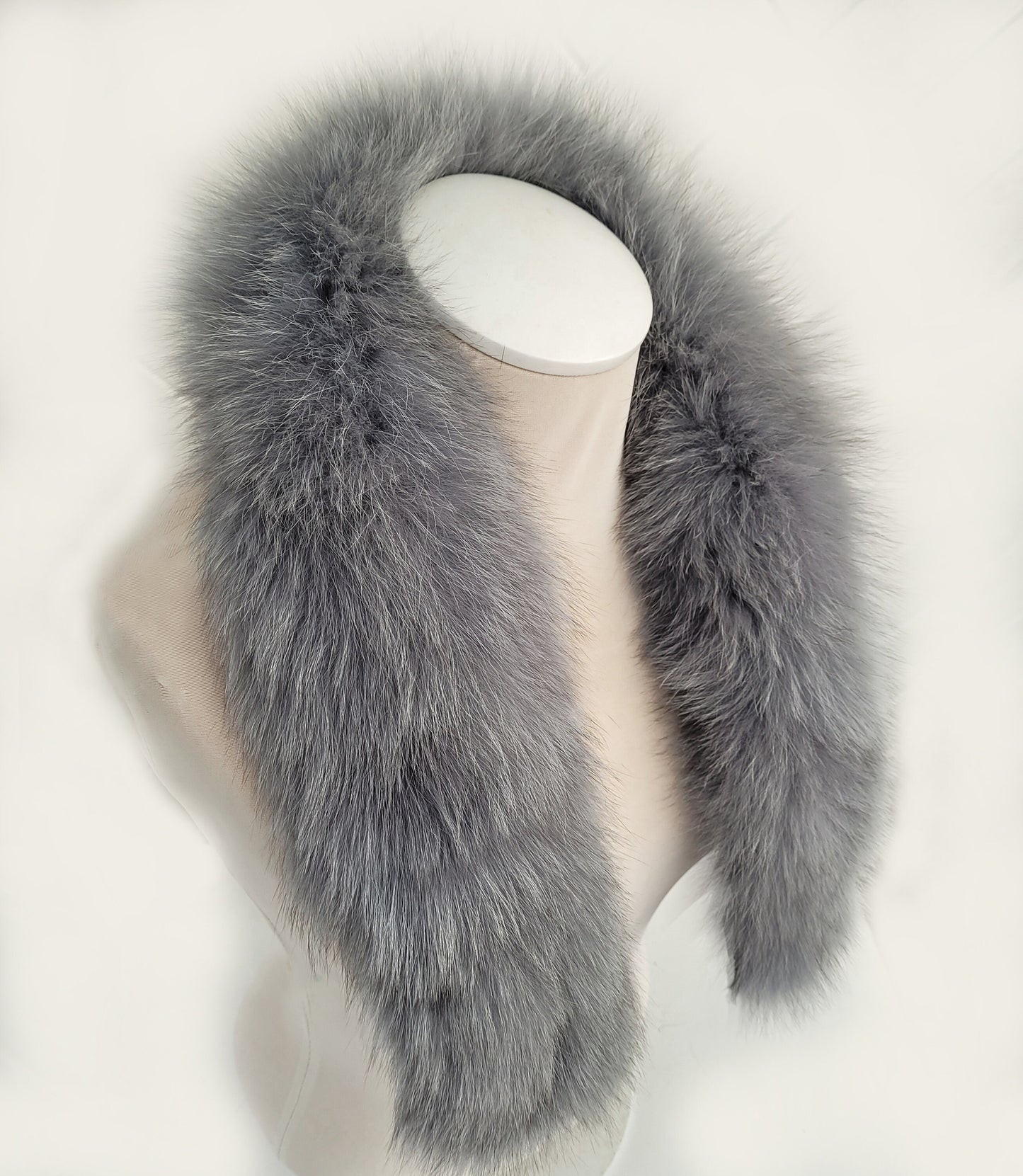 BY ORDER From Pieces! XL Large Full Finnish Real Fox Fur Collar, Fox Fur Collar, Fur Trim for Hoodie,  Fur Scarf, Fur Ruff, Gray Fox