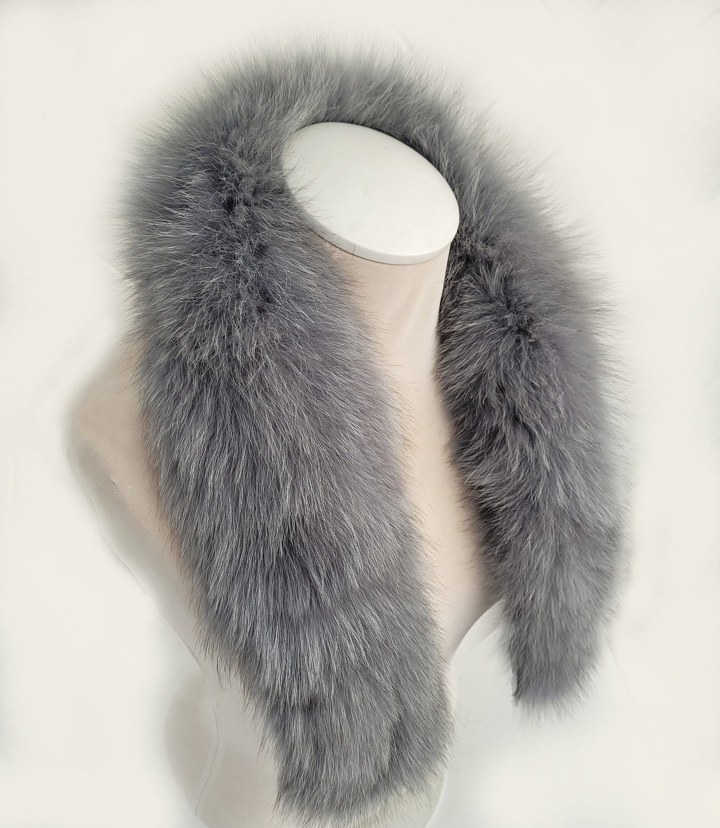 BY ORDER From Pieces! XL Large Full Finnish Real Fox Fur Collar, Fox Fur Collar, Fur Trim for Hoodie, Fur Scarf, Fur Ruff, Gray Fox