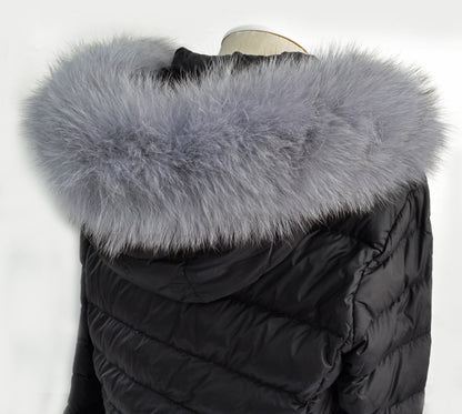 Gray Hood Fur Trim – genuine Arctic fox fur pieces – image 2