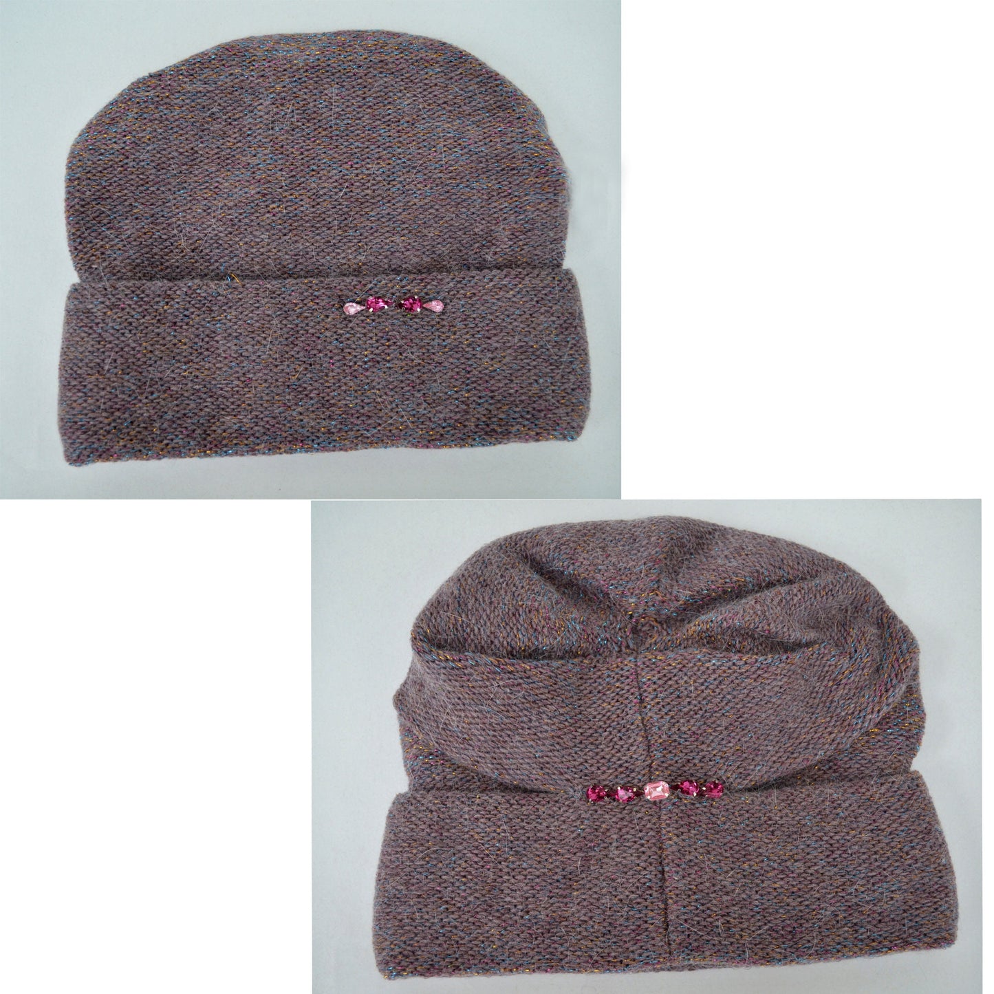 Mohair Wool Beanie: Knitted Slouchy Winter Hat with Fleece Lining