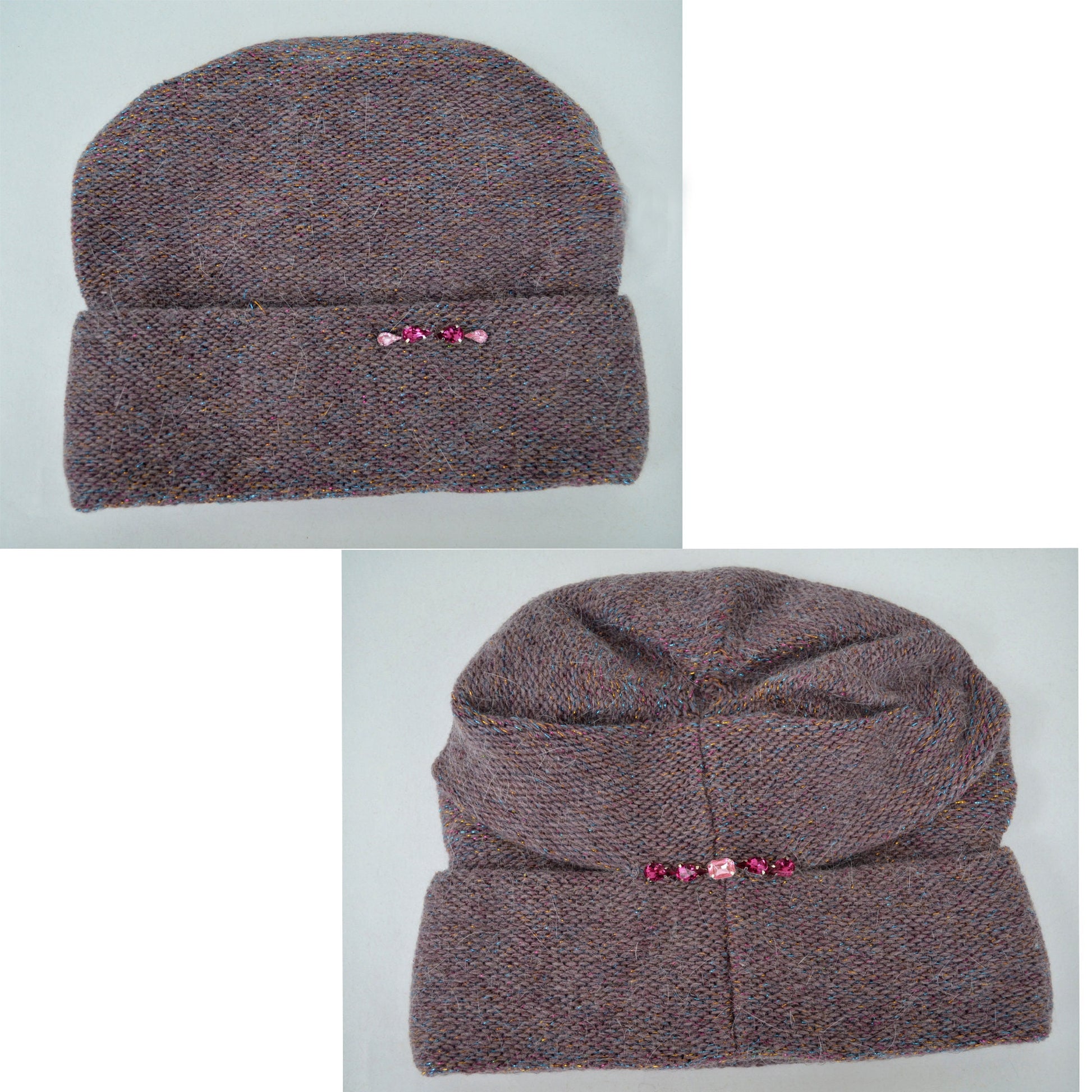Mohair Wool Beanie: Knitted Slouchy Winter Hat with Fleece Lining