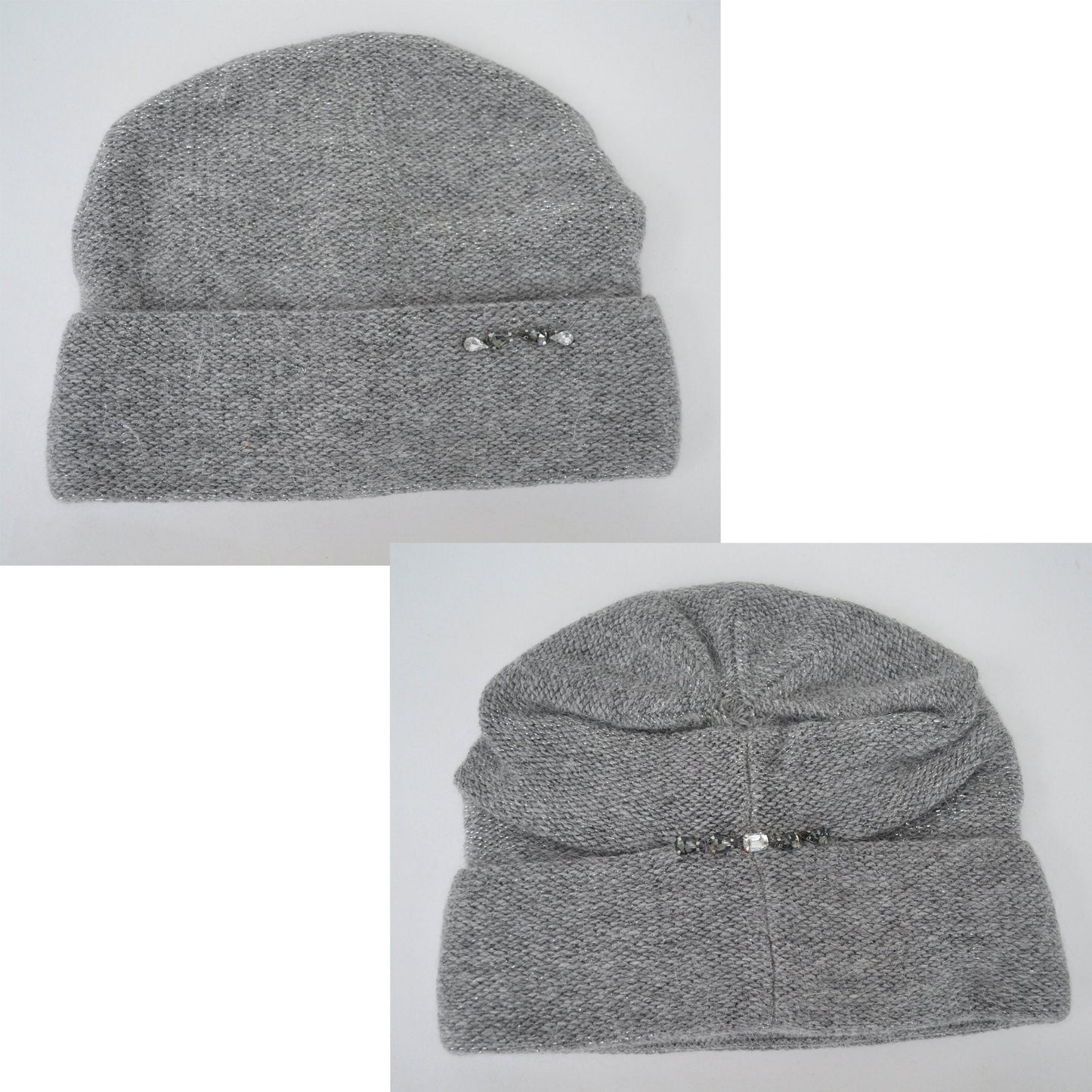 Mohair Wool Beanie: Knitted Slouchy Winter Hat with Fleece Lining