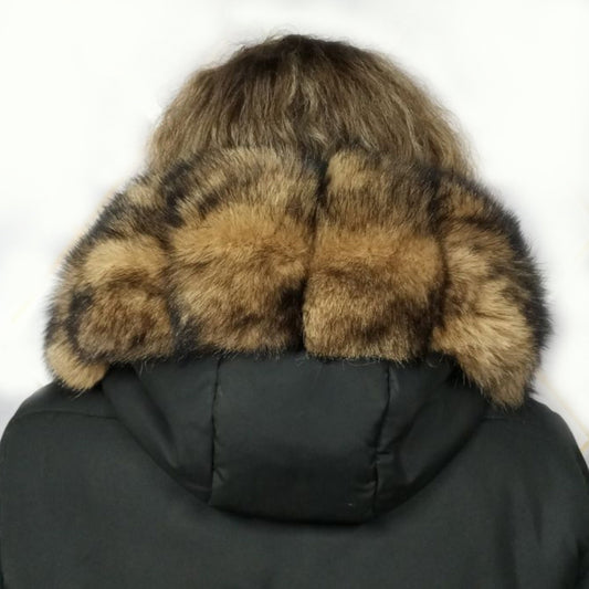 Black-brown Fox Fur Ruff cubes – genuine fox tail fur – image 1