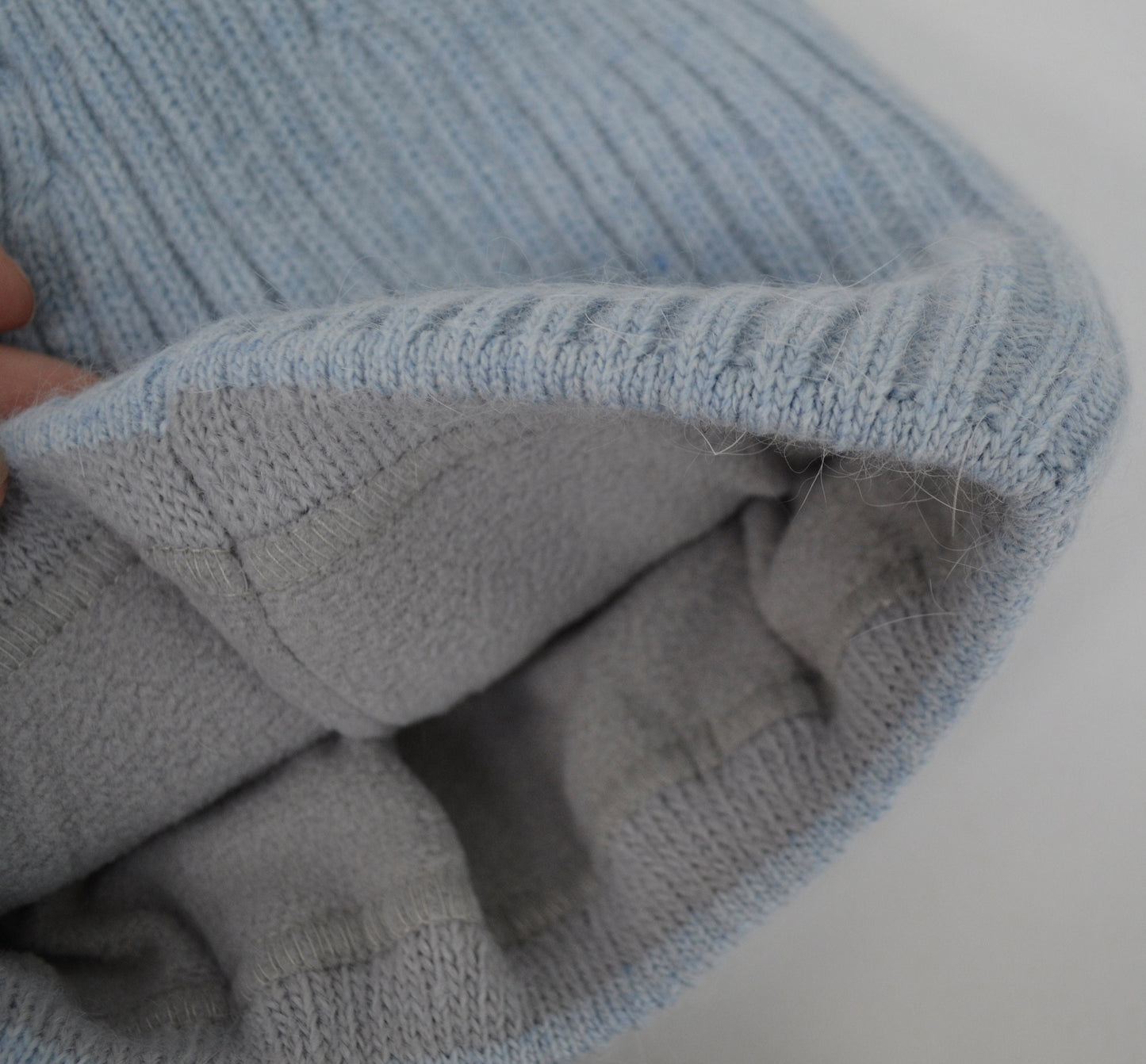Angora Wool Beanie: Knitted Slouchy Winter Hat with Fleece Lining