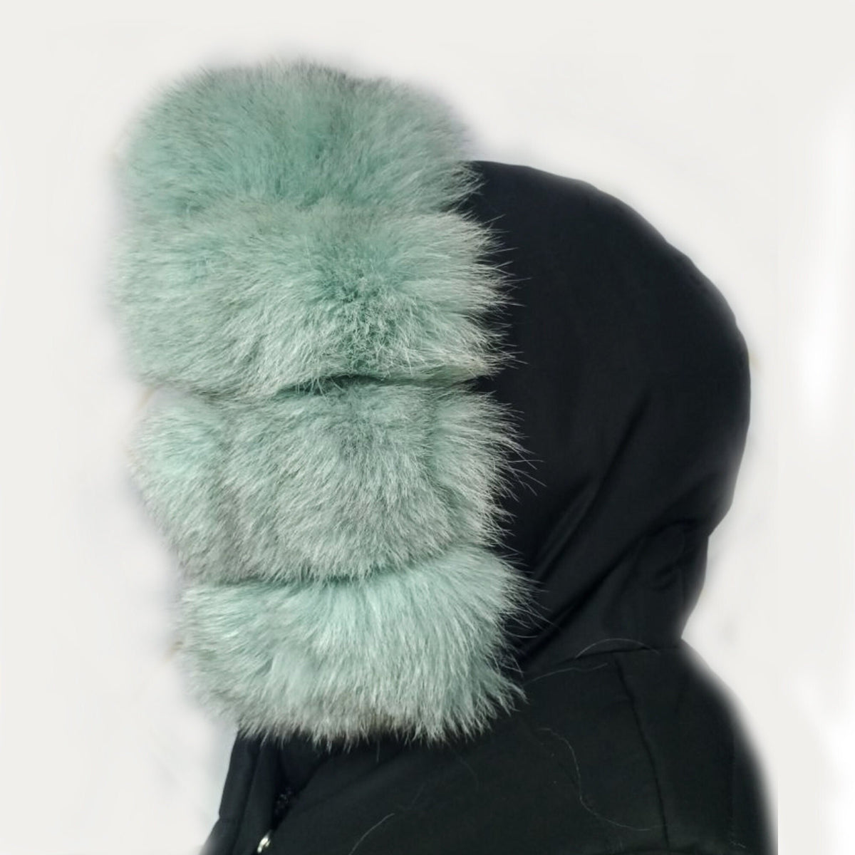 Raccoon Look real fox fur hood trim made from fox tail fur – Cubes – view 1
