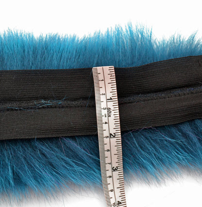 Blue real fox fur hood trim made from fox tail fur – Single – view 4